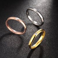 Stainless Steel Band Wedding Set Ring AAA Zirconia Women B437