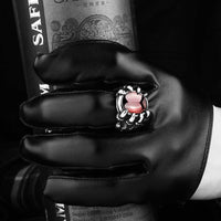 Stainless Steel Gothic Biker Tribal Ring Black Red Men's Unisex Claws B190