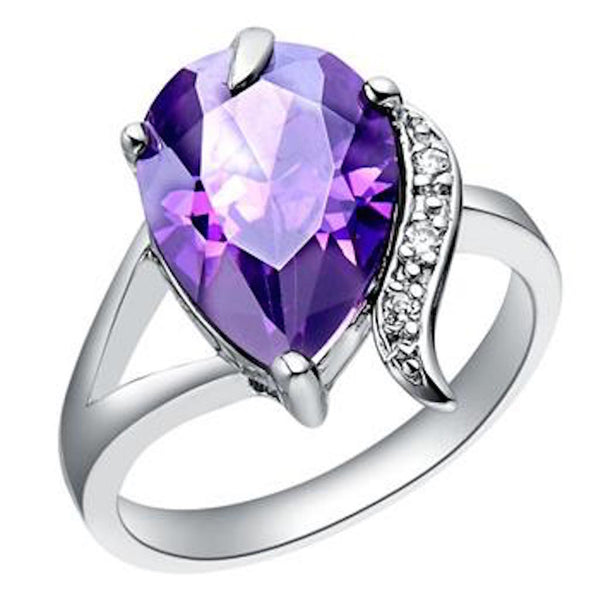 Platinum Purple Zirconia Band Ring Size 8 B93