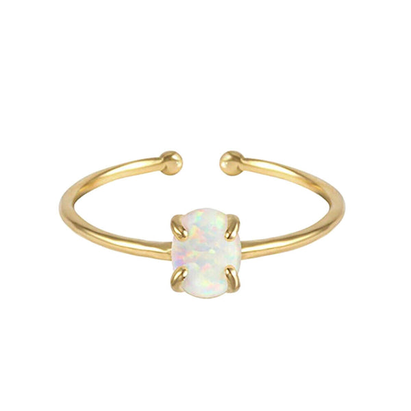 Opal Cuff Ring Environmental Brass Findings Gold Adjustable 17.5mm P388