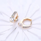 Yellow Gold Plated Earrings  Hoop Huggies AAA Zirconia  Latch Back Clasp L550