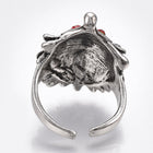 Cuff Ring Rhinestone Ring Hedgehog Antique Silver Size 8 Adjustable 18mm P446