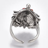 Cuff Ring Rhinestone Ring Hedgehog Antique Silver Size 8 Adjustable 18mm P446