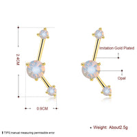 Yellow Gold Plated Earrings  Stud AAA Zirconia Opal Push Back Clasp L490