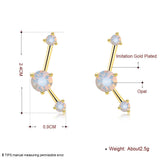 Yellow Gold Plated Earrings  Stud AAA Zirconia Opal Push Back Clasp L490