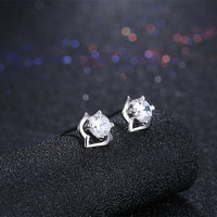 Sterling Silver Plated  Earrings  Stud AAA Zirconia  Push Back Clasp L796