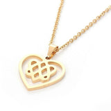 Stainless Steel Set Earring Pendant Necklace Heart Gold 18" P844