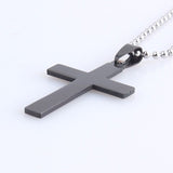 316L Stainless Steel Pendant  1.01X1.67 Inch Cross  Black  Necklace 22" B126