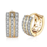 Yellow Gold Plated Earrings  Hoop Huggies AAA Zirconia  Latch Back Clasp L574