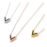 Stainless Steel Initial Pendant Necklace Lobster Letter V 17" Z500