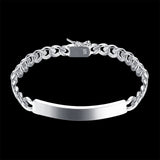 Women's Mens Unisex Sterling Silver Plated ID Bracelet 8" L22