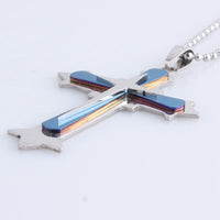 316L Stainless Steel Pendant 1.77X2.45 Inch Jesus Cross  Necklace 22"" B103