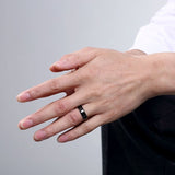 Stainless Steel Band Wedding Ring Black Men's Unisex B427