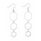Stainless Steel Dangle Earrings Linking Rings Hexagon Silver 78mm 0.6mm Z413