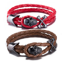 Leather Bracelet Inch Skull  8 Inches 8MM hook Clasp L439