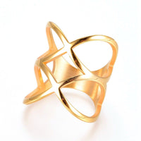 304 Stainless Steel Finger Rings Gold Size 7 17mm  A23