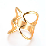 304 Stainless Steel Finger Rings Gold Size 7 17mm  A23