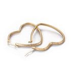 201 Stainless Steel Hoop Earrings Heart Gold 43x33x3mm Pin 1.4mm  P572