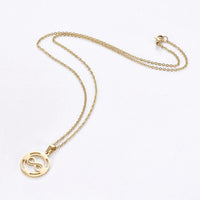 Stainless Steel Set Earring Pendant Necklace Flat Round Infinity Gold 18" P789