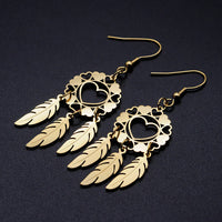 Stainless Steel Chandelier Earrings Dream Catcher Feather Silver 0.7mm Z391