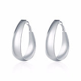 Sterling Silver Plated Hoop Pierced Earrings 1.92" Inches L6