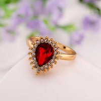 Gold Red Zirconia Band Ring Size 8 B105