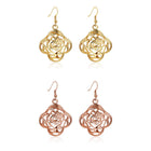 Yellow Rose Gold Plated Earrings Flower Chadelier Fish Hook Clasp L652