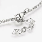 Stainless Steel Anklet Bracelet Heart Charm Rolo Silver 9" 23.2cm 2mm Z225