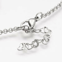 Stainless Steel Anklet Bracelet Heart Charm Rolo Silver 9" 23.2cm 2mm Z225