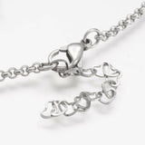 Stainless Steel Anklet Bracelet Heart Charm Rolo Silver 9" 23.2cm 2mm Z225