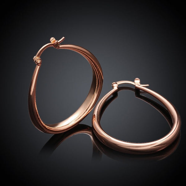 Rose Gold Latch Back Hoop Bali Earrings L126