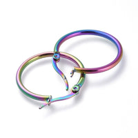 304 Stainless Steel Hoop Earrings Ring Multi- 25x2mm pin 0.7x1mm P328