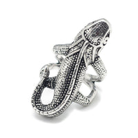 Alloy Finger Ring Gecko Adjustable Antique Silver Size 9 Adjustable 19mm P431