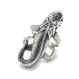 Alloy Finger Ring Gecko Adjustable Antique Silver Size 9 Adjustable 19mm P431