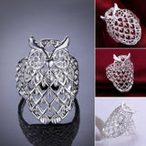 Sterling Silver Plated Ring Plain Cocktail Women's Owl Animal B537