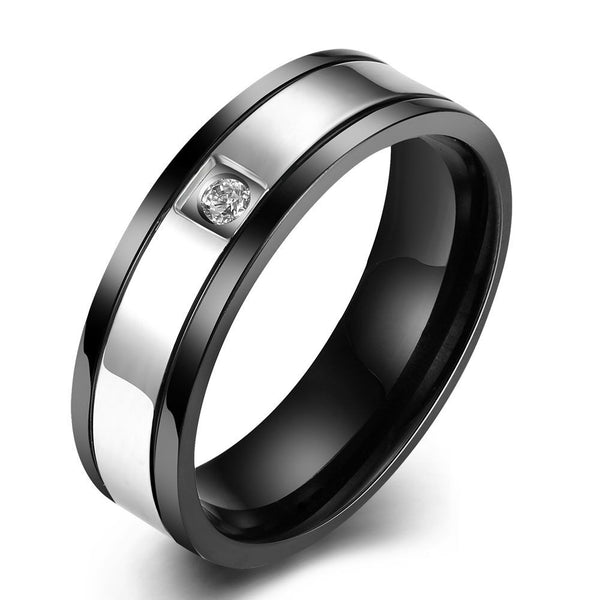 Stainless Steel Band Wedding Ring Black Men's Unisex B430