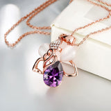 Rose Gold Plated Necklace Pendant Heart AAA Purple 20 Inches 1MM Lobster B146