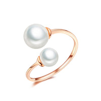 Rose Gold Plated Acrylic Pearl Cuff Rings Open Rings Gold Size 7 Adjustable Z689