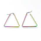 Stainless Steel Hoop Earrings Hypoallergenic Triangle Rainbow 0.8mm Z261