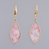 Cellulose Acetate Dangle Earring Pendant Necklace Set Horse Eye Pink 25" P760