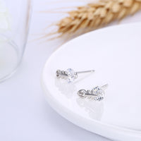 Sterling Silver Plated  Earrings  Stud AAA Zirconia  Push Back Clasp L783