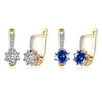 Yellow Gold Plated Earrings  Hoop Huggies AAA Zirconia  Latch Back Clasp L592