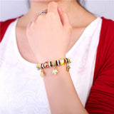 Gold Plated Bracelet DIY Beads  Hand Lucky Charm Red Blue Multicolor L123