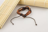 Genuine Leather Handmade Bracelet Mens Unisex Wrap Tribal Brown Adjustable H216