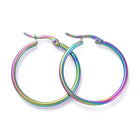 304 Stainless Steel Hoop Earrings Ring Multi- 30x2mm pin 0.6x1mm P327