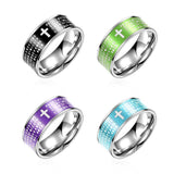 Stainless Steel Fashion Ring Black Women Cross Prayer B457