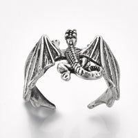 Alloy Cuff Ring Dragon Ring Pterosaur Antique Size 10 Adjustable 20mm P452