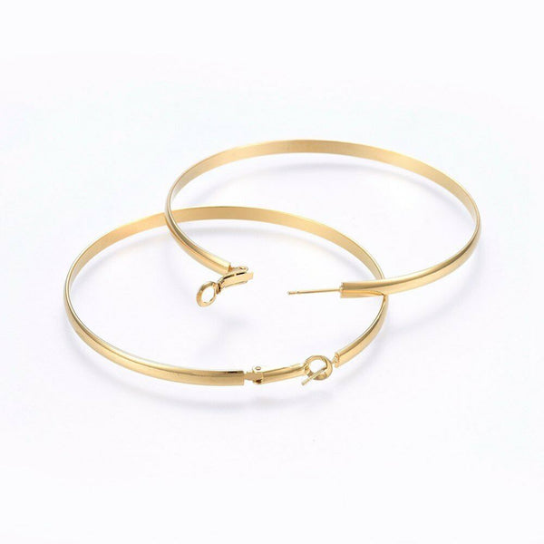 304 Stainless Steel Hoop Earrings Ring Gold 1.2" To 3" Pin 0.8mm  P622