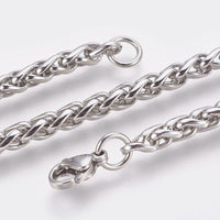 304 Stainless Steel Wheat Chain Bracelet Lobster Silver Color 8.5" 4mm  A114