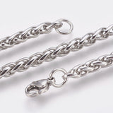 304 Stainless Steel Wheat Chain Bracelet Lobster Silver Color 8.5" 4mm  A114